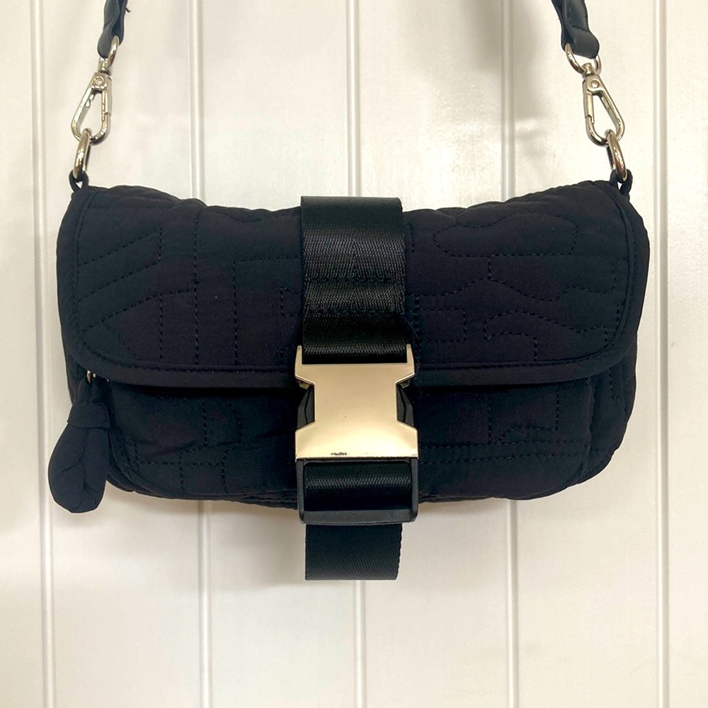Topshop Nina abstract stich crossbody bag in black - Picture 1 of 10
